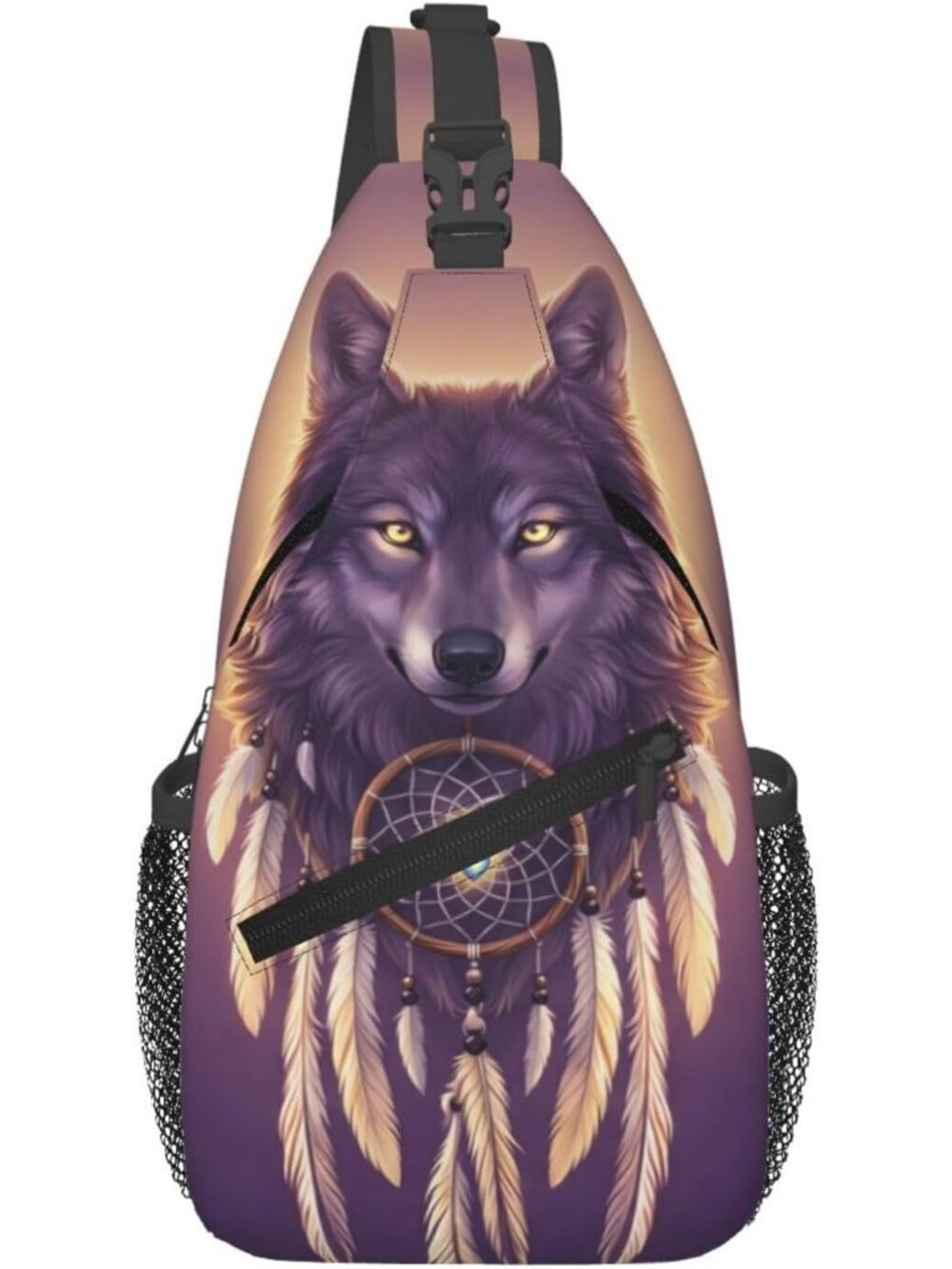 Unisex Dream Wolf Halloween Travel Hiking Sling Backpack Casual Crossbody Bag